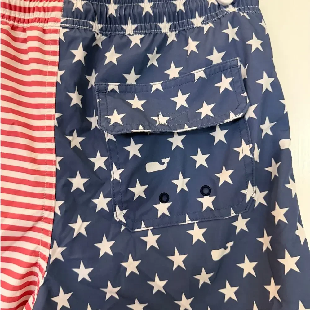 Vineyard Vines Boys Size L 16 American Flag Stars & Stripes Swim Trunks  Shorts